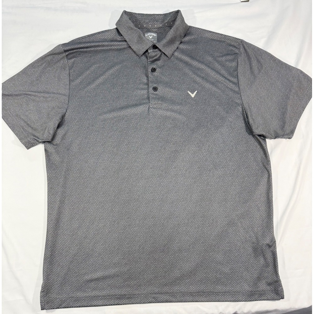 Callaway Mens Opti-Dri Golf Polo Shirt Grey Geometric Diamond Print Large L